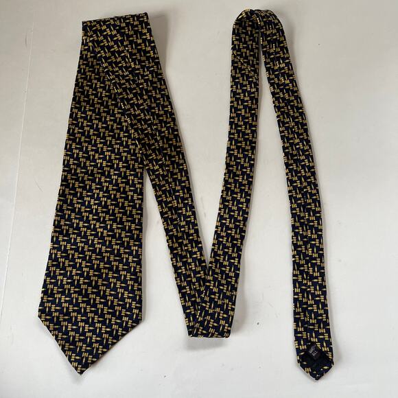 MUSEUM ARTIFACTS 100% Silk Novelty Tie Blue 58" Judge Yellow Gavel Legal - Picture 3 of 10